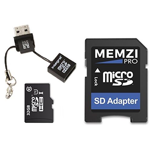 MEMZI PRO 32GB Klasse 10 90MB/s Micro SDHC-geheugenkaart met SD-adapter en Micro USB-lezer voor Polaroid POP Directe digitale camera's afdrukken