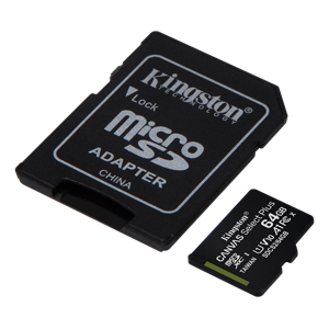 Kingston Canvas Select Plus Microsdxc, 64gb, Class 10 Uhs-I, Incl. Adapter, Black