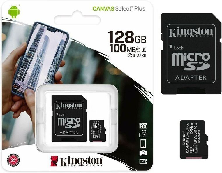 Kingston karta pamięci microSD XC 128GB class 10 + adapter SD