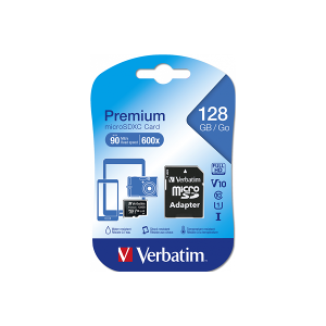 Micro SDXC minneskort + adapter 128GB   klass 10   Verbatim $$