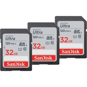 Sandisk Ultra 32GB SDHC Memory Card Class10 120 MB/s For Camera 3pk