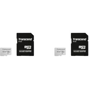 Transcend 32GB microSDHC 300S Memory Card with adapter, Class 10, U1, 95MB/s Eco packaging (Pack of 2)