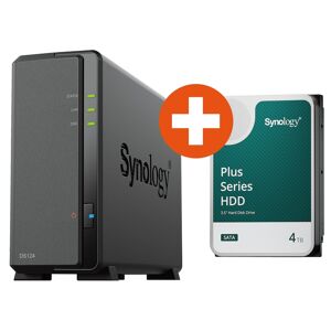 Synology DS124 NAS System 1-Bay 4 TB inkl. 4 TB Synology HDD HAT3300-4T