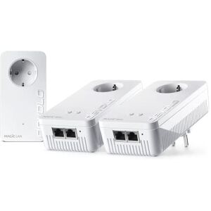 Devolo Magic 1 WiFi: Powerline mit WLAN-Funktion, WiFi bis zu 1200 Mbit/s AC, 2x Pro Fast Ethernet Adapter LAN-Anschluss, integrierte Steckdose, WLAN-Mesh, Access Point, weiß