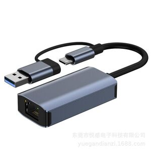 NÖRDIC USB-A og C 3.1 til Giga Ethernet netværksadapter USB-A og USB-C Space Grey Aluminium RTL8153