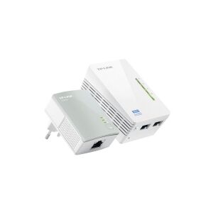 TP-Link TL-WPA4220KIT AV500 2-Port Wifi Powerline Adapter Starter Kit - Powerline-adaptersæt - HomePlug AV (HPAV) - Wi-Fi - kan sluttes til vægstik