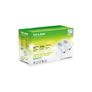 TP-Link TL-PA4010PKIT AV500+ Powerline Kit with AC Pass Through - - powerline-adaptersæt - - HomePlug AV (HPAV) - kan sluttes til vægstik (pakke med