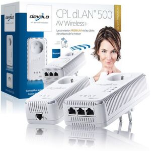 DLAN 500 AV Wireless+ Starter Kit (pack de 2) - Adaptateurs CPL - commutateur 3 ports - HomePlug AV (HPAV) - 802.11 a/b/g/n - Branchement mural