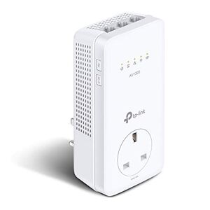 TP-LINK Dual Band Gigabit AC1200 Powerline Adapter, Wi-Fi Extender/Booster,Speed Up to 1300 Mbps, Extra Power Socket, Works with OneMesh, No Configuration Required, UK Plug (TL-WPA8631P),White