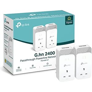 TP-LINK Wired Passthrough Powerline Adapter Starter Kit, Advanced Protocol G.hn MIMO, Extra Power Socket, 2+2 Gigabit Ethernet Ports, No Configuration Required, Plug and Play, Pack of 2 (PG2400P KIT)