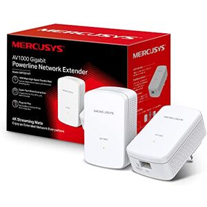 Mercusys AV1000 Gigabit Powerline Starter Kit, Data transfer speed Up To 1000 Mbps, Ideal for 4K streaming, online gaming and graphics-intensive applications No Configuration required (MP500 KIT)