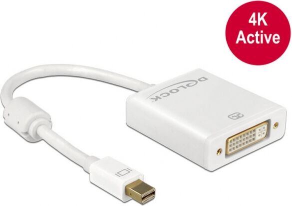 DeLock 62604 - Adapter mini Displayport 1.2 Stecker > DVI Buchse 4K Aktiv Weiss