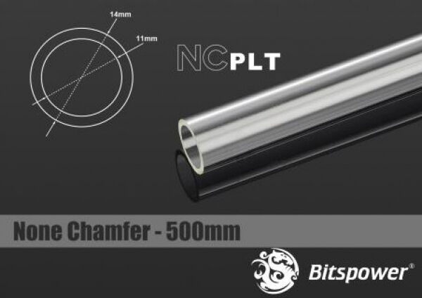 Bitspower None Chamfer PETG Link Tube 14/11mm, 50cm - transparent