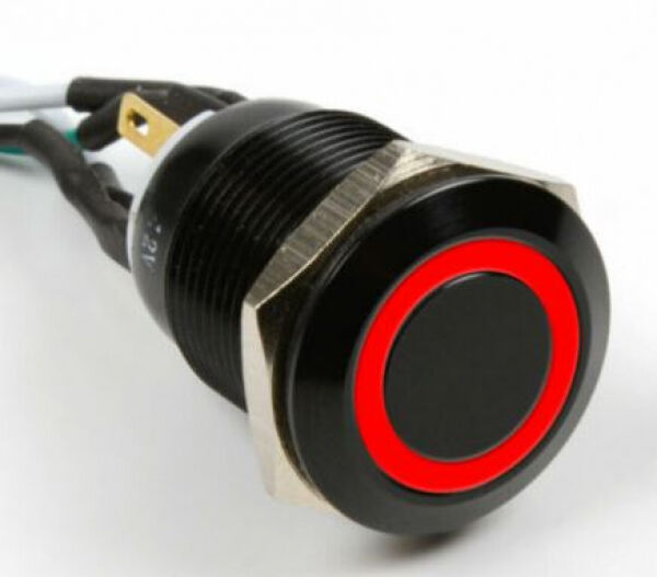 Impactics Vandalismustaster 19mm - iP65, rote LED - schwarz