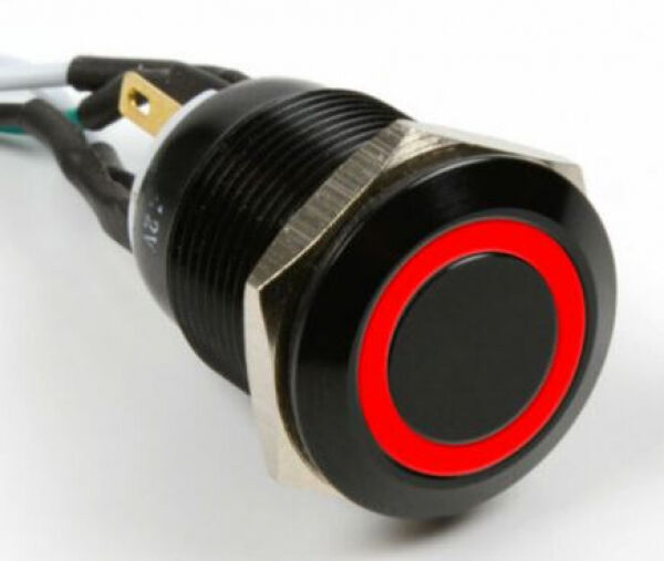 Impactics Vandalismustaster 19mm - iP65, rote LED - schwarz