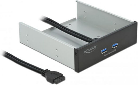 DeLock 61005 - 5.25 Zoll Front Panel mit 2 x SuperSpeed USB (USB 3.2 Gen 1) Typ-A Ports