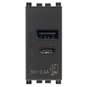 Vimar Alimentation Vimar Arke USB A+C 5V 2,4A 1 module gris 19292.AC