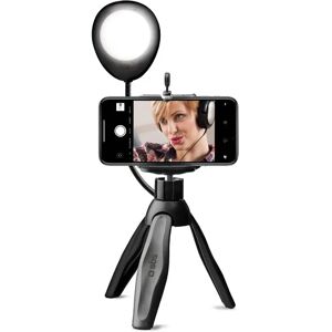 SBS Selfie Tripod m. Lys til Smartphone - Maks Mobil: 55 - 85mm - Sort