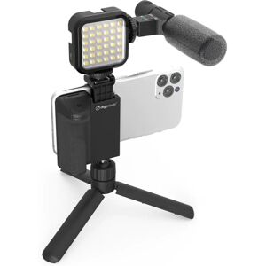 Digipower Follow Me Vlogging Kit m. Stativ til Smartphone m. Mikrofon og Fjernbetjening - Sort