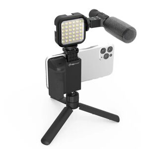 Digipower Follow Me Vlogging Kit m. Stativ til Smartphone m. Mikrofon og Fjernbetjening - Sort