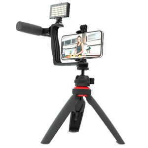 Digipower Super Star Vlogging Kit m. Stativ til Smartphone m. Mikrofon og Fjernbetjening - Sort