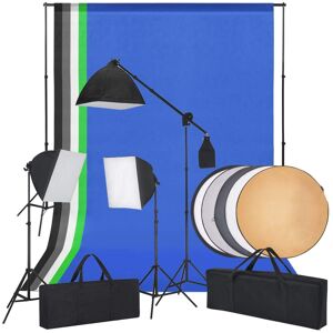 vidaXL fotostudiesæt med softbox-lys, baggrunde og en reflektor