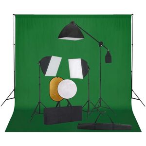 vidaXL fotostudieudstyr med softbox-lamper, baggrund og reflektor