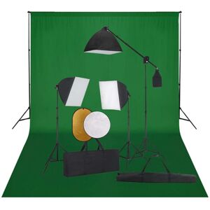 vidaXL fotostudieudstyr med softbox-lamper, baggrund og reflektor