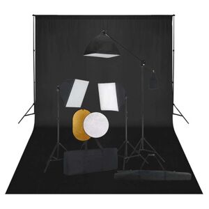vidaXL fotostudieudstyr med softbox-lamper, baggrund og reflektor