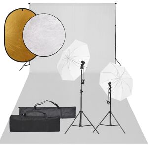 vidaXL fotostudiesæt med lampesæt + baggrund og reflektor