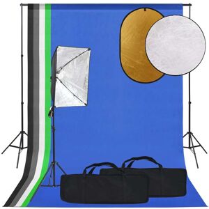 vidaXL fotostudiesæt med softboxlampe + baggrund og reflektor