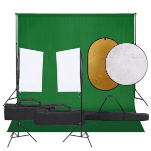 vidaXL fotostudiesæt med lampesæt + baggrund og reflektor