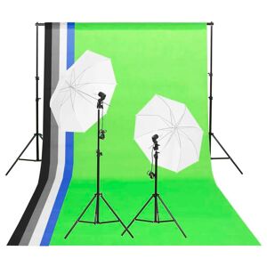 vidaXL Kit iluminación de estudio fotográfico con fondos y paraguas