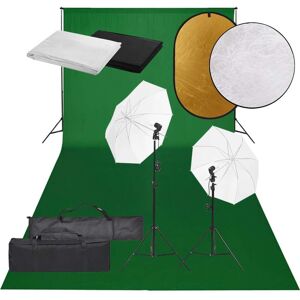 vidaXL Kit de estudio fotográfico con set de luces, fondo y reflector