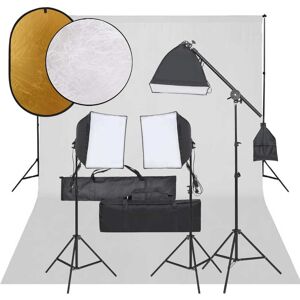 vidaXL Kit de estudio fotográfico con set de luces, fondo y reflector