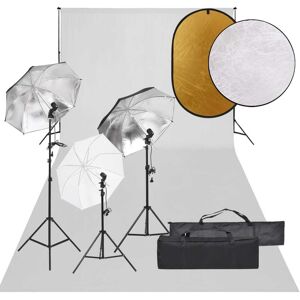 vidaXL Kit de estudio fotográfico con set de luces, fondo y reflector