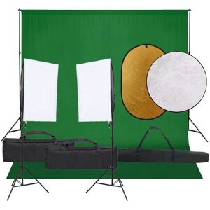 vidaXL Kit de estudio fotográfico con set de luces, fondo y reflector