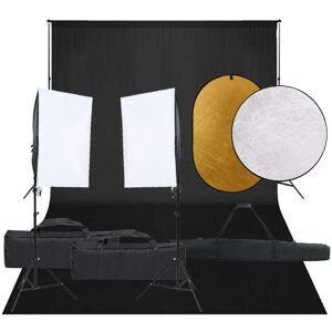 vidaXL Kit de estudio fotográfico con set de luces, fondo y reflector