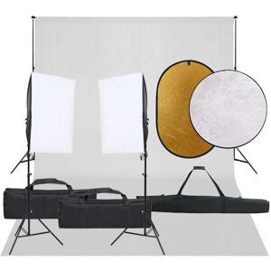 vidaXL Kit de estudio fotográfico con set de luces, fondo y reflector