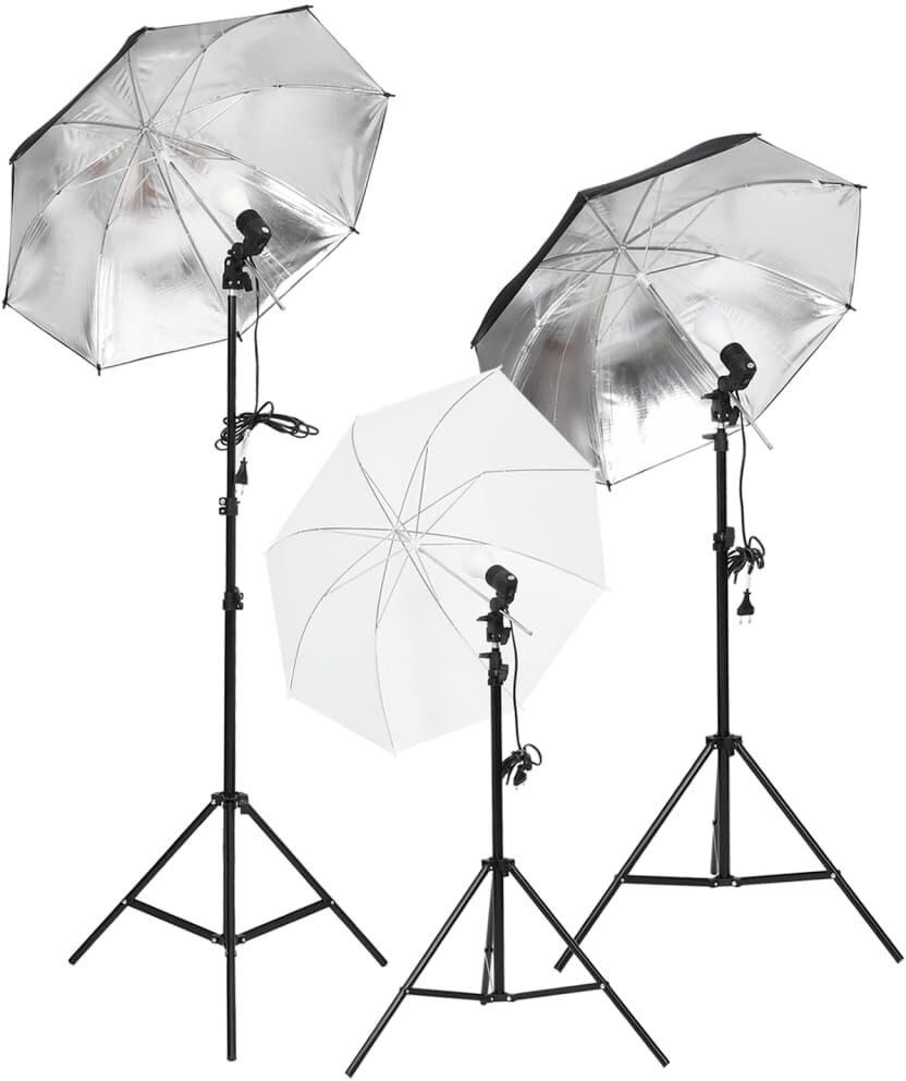 vidaXL Set de iluminación de estudio con trípodes y sombrillas