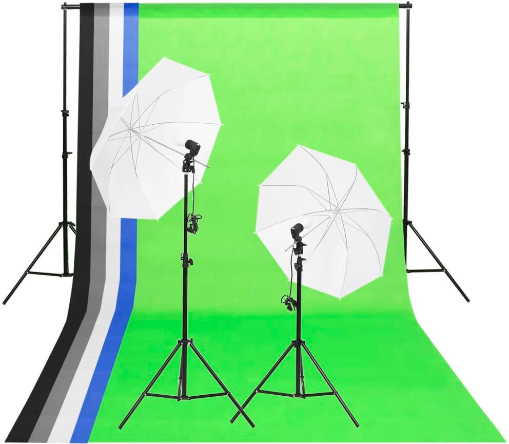 vidaXL Kit iluminación de estudio fotográfico con fondos y paraguas