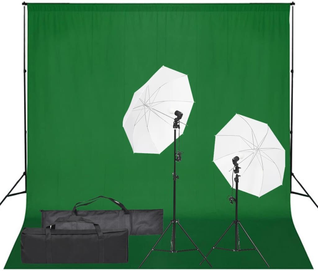 vidaXL Kit de estudio fotográfico con set de luces y fondo