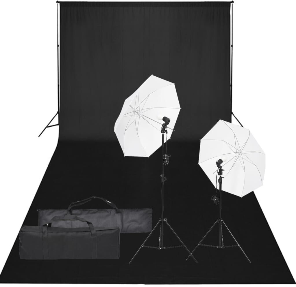 vidaXL Kit de estudio fotográfico con set de luces y fondo