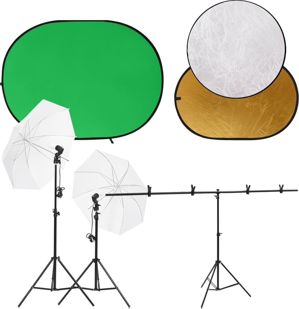 vidaXL Kit de estudio fotográfico con luces, fondo y reflector