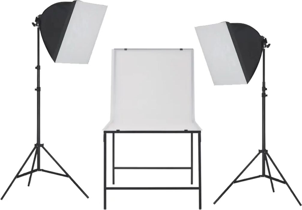 vidaXL Kit estúdio fotográfico com iluminação softbox e mesa