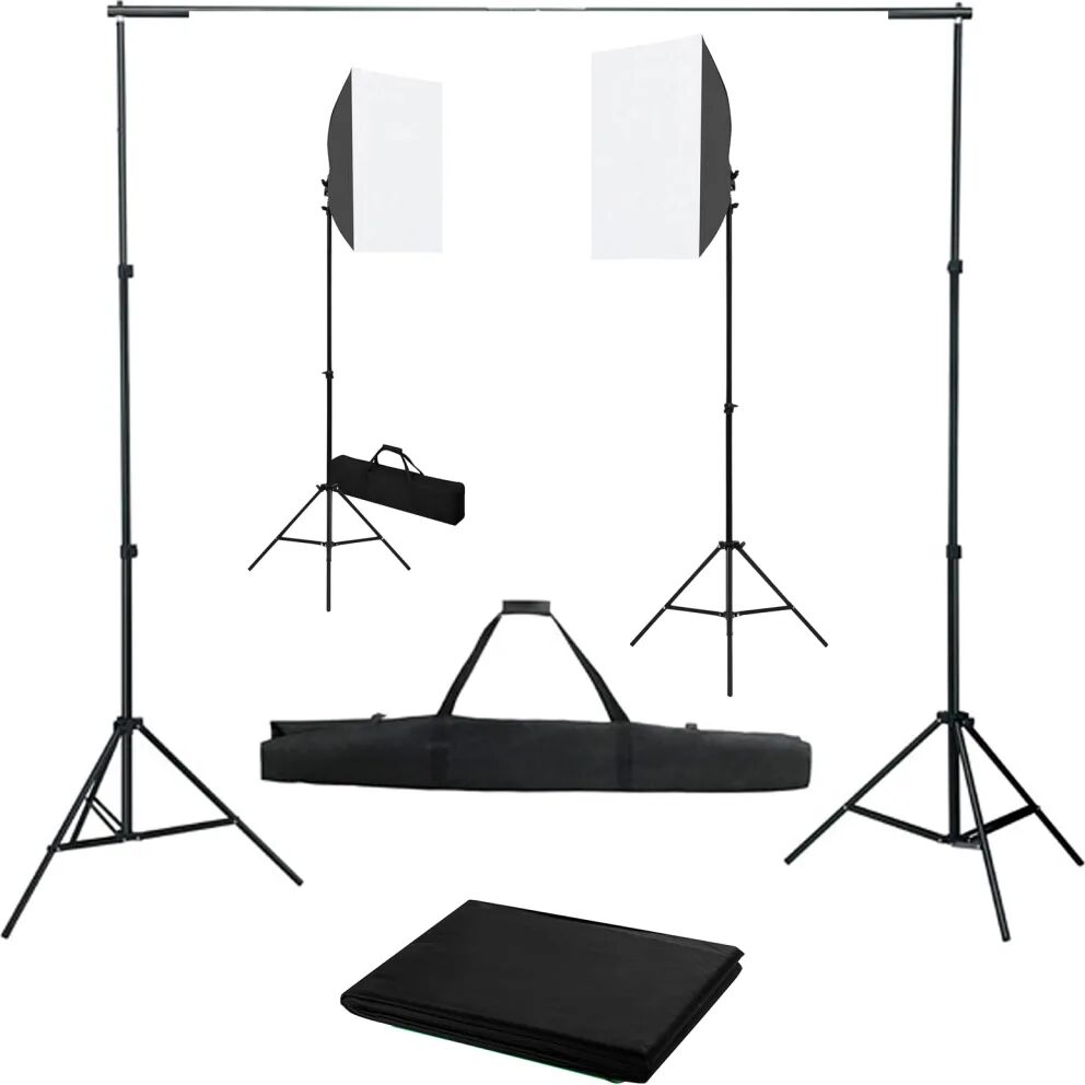 vidaXL Kit de estúdio fotográfico com softbox de iluminação e fundo