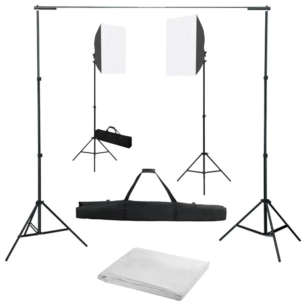 vidaXL Kit de estúdio fotográfico com softbox de iluminação e fundo