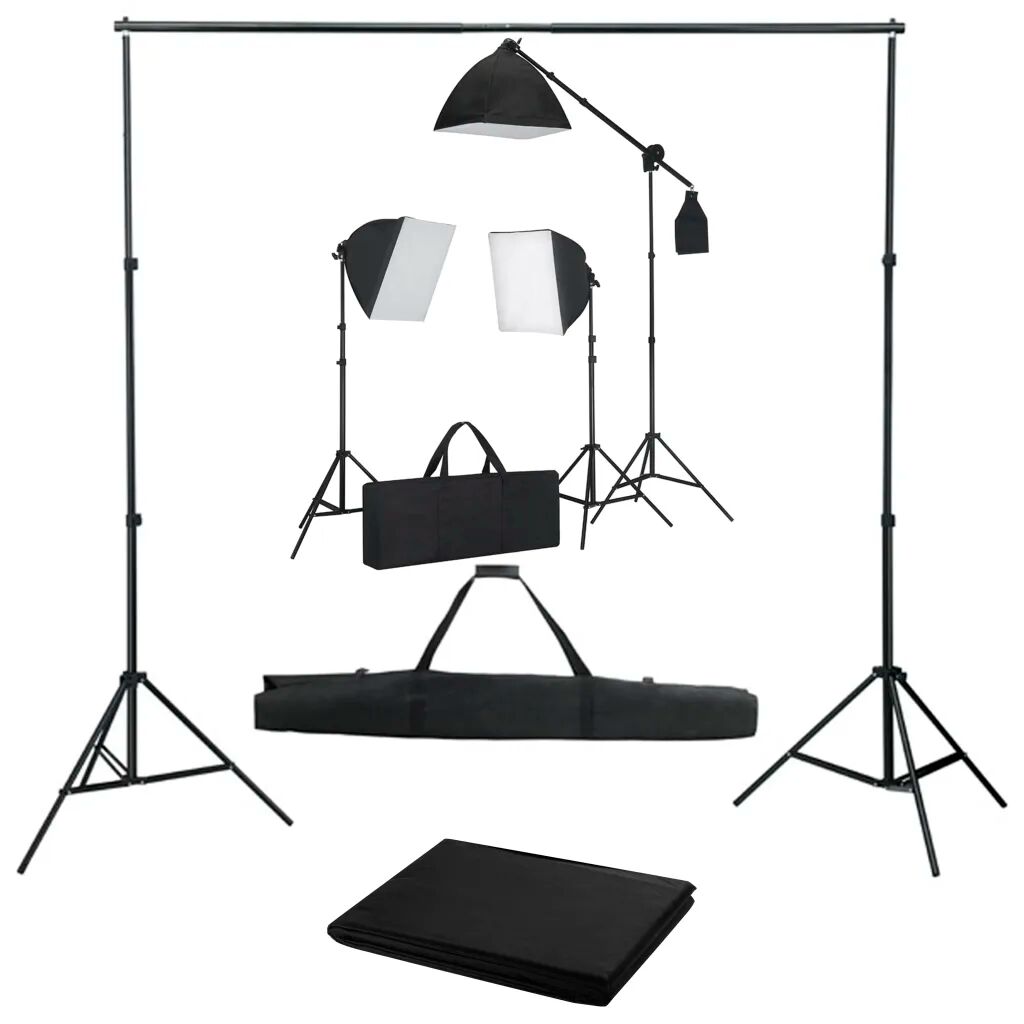 vidaXL Kit de estúdio fotográfico com softbox de iluminação e fundo