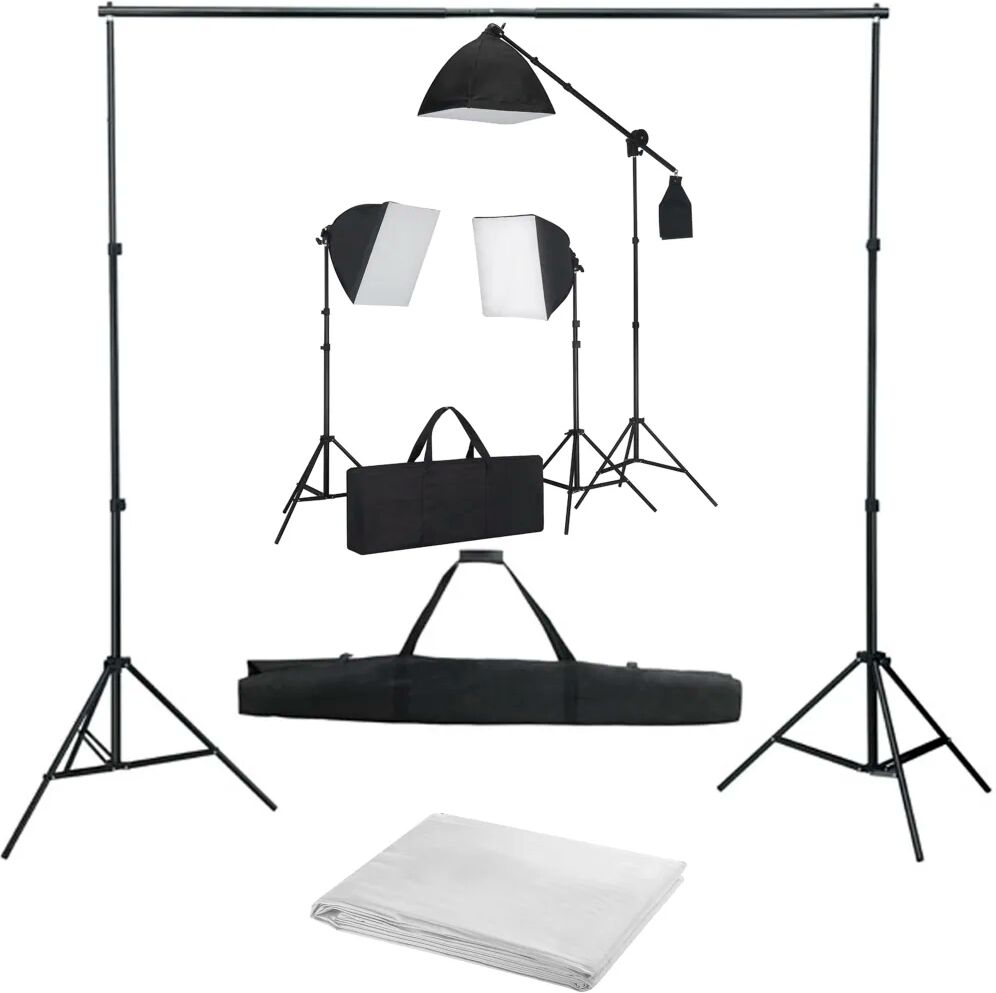 vidaXL Kit de estúdio fotográfico com softbox de iluminação e fundo