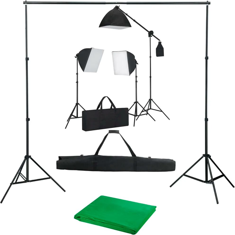 vidaXL Kit de estúdio fotográfico com softbox de iluminação e fundo